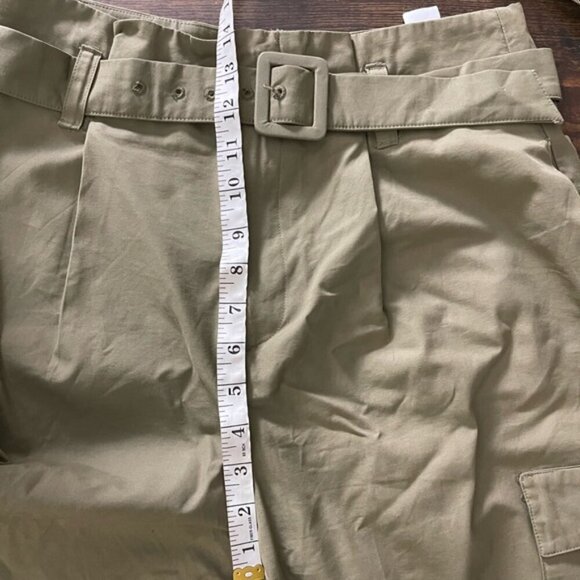 Zara Pants Womens size large Olive Green Paperbag Waist Belted Tapered Cargo NWT - Picture 11 of 14